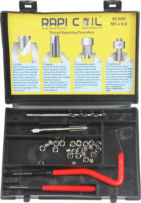 Rapi-Coil M5 x 0.8 Thread Repair Kit with Stainless Steel Helicoil Insert Hand Tool Kit