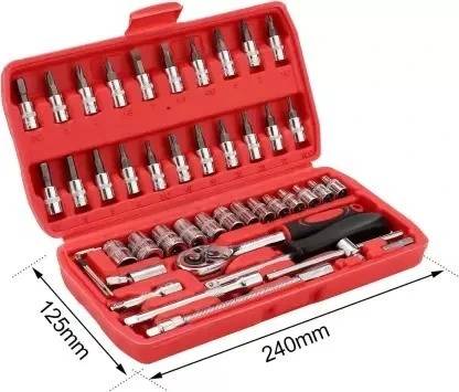 Philocaly Enterprise High Quality 46pcs 1/4-Inch Socket Set Tool Ratchet Wrench tool Kit Household Hand Tool Kit
