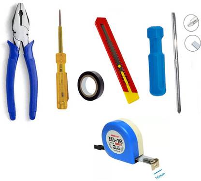 Red Champion Pliar With Electric Tester, Tape , Polo Cutter, Screwdriver, 3 Mtr Inch tape Hand Tool Kit