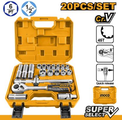 INGCO INGCO HKTS12201 20 Pcs 1/2" socket set Hand Tool Kit