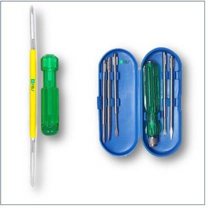 NBS NBS Screwdriver 2x1-4" and 5 Piece Box Screwdriver Kit with Light Tester Handle Hand Tool Kit