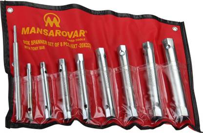 Mansarovar MSK013 Tubular/Socket /Box Double End Spanner & Tommy Bar (Pack of 9) Hand Tool Kit