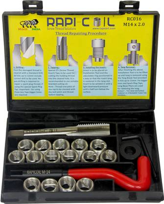 Rapi-Coil Thread Repair Kit M14 x 2.0 with Stainless Steel Helicoil Insert Hand Tool Kit
