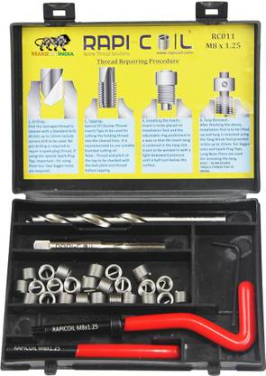 Rapi-Coil RAPI-COIL M8 X 1.25 Thread Repair Kit with Stainless Steel Helicoil Insert Hand Tool Kit