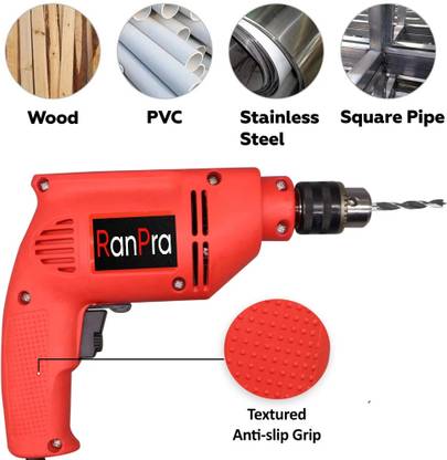 RanPra 100% COPPER ARMETURE REVERSE AND FORWARD DIRECTION RH-367 10 MM DRILL MACHINE 480 W REDHORSE HEAVY DUTY Pistol Grip Drill