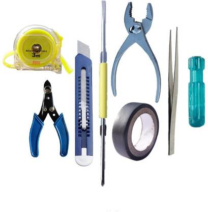 Jiya S850 TOOLS -SLIP JOINT I WIRE CUTTER I M TAPE 3M I SCREWDRIVER I TAPE ETC. Hand Tool Kit