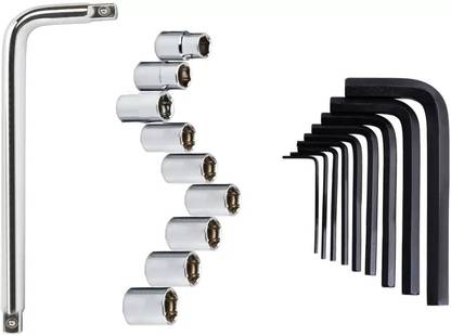 Tools Titan 10 Hex Socket and 9 Allen Key Hand Tool Kit (19 Tools) Power & Hand Tool Kit