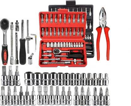 kiyan 46-in-1 Socket Set Multi Purpose Tool Kit w/Wrench & Precision Sockets Hand Tool Kit (46 Tools)