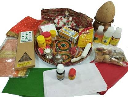 Poojnam Ganpati Puja A Complete kit of 35 Articles Covering All Items for Ganesh Pujan Prayer Kit