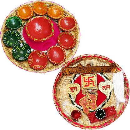 the bath stories Bamboo Decorative Diwali/Lakshmi Pujan Pack|Pooja Thali |Aarti Thali Prayer Kit