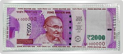MAA SILVER Fine Silver Currency Note of Rs 2000 with 999 Purity Silver Jewellery