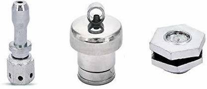 PMW Combo Pack - Whistle Regulator Vent Pipe - Steel Weight Whistle & Silver Safety Valve for All Pressure Cookers 5 mm Pressure Cooker Gasket
