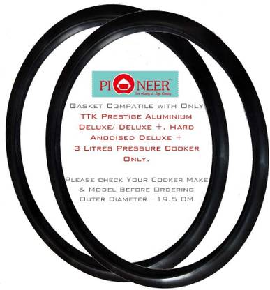 Pioneer Prestige Aluminium Deluxe 3 Litres | 3.3 litre Outer Lid | Handi (Pack of 2) 170 mm Pressure Cooker Gasket