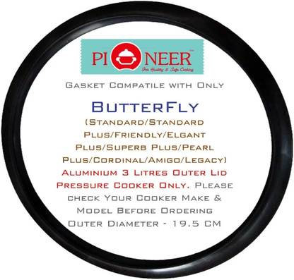 Pioneer Butter Fly Aluminium Standard 3 Litres Outer Lid 170 mm Pressure Cooker Gasket