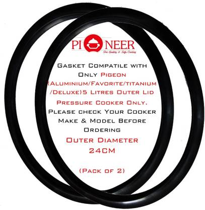 Pioneer Pigeon Aluminium Deluxe, Favourite, Special, 5 Litres Outer Lid (Pack of 2) 210 mm Pressure Cooker Gasket
