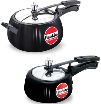 Hawkins Contura Black 1.5 Ltr & 5 Ltr Pressure Cooker Combo 1.5 L, 5 L Inner Lid Pressure Cooker