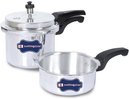 Cutting EDGE Induction Base Inner Lid Aluminium Pressure Cooker, Gas & Induction Compatible 2 L, 3 L Inner Lid Induction Bottom Pressure Cooker