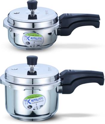 KITILITY Kitility Platinum SS Combo (2&3 Litre) Pressure Cooker 3 L, 2 L Outer Lid Induction Bottom Pressure Cooker