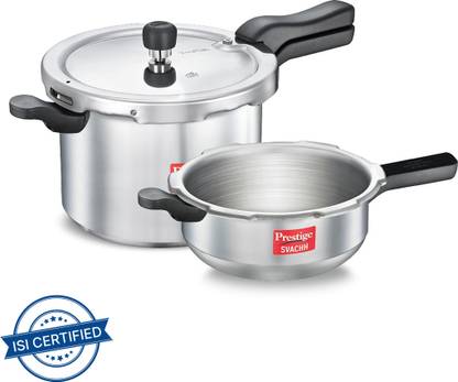 Prestige Svachh Combo 5 L, 3 L Outer Lid Induction Bottom Pressure Cooker & Pressure Pan