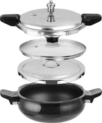 Kraft Hard Anodised Magic Handi Shape 5.5 L Outer Lid Induction Bottom Pressure Cooker
