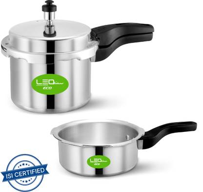 Leo Natura Eco Combo Pack Regular Common Lid 2 L, 3 L Pressure Cooker & Pressure Pan