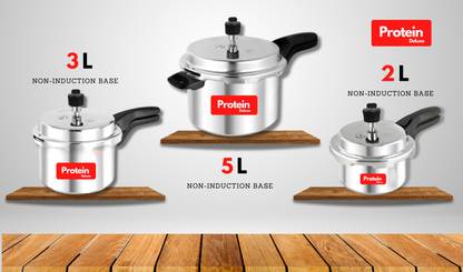 Protein Combo With 3 Proper Lids 2 L, 3 L, 5 L Outer Lid Pressure Cooker