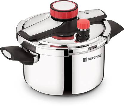 BERGNER Capri Triply Body with Safety Lock | With Low and High Pressure Settings 5 L Outer Lid Induction Bottom Pressure Cooker