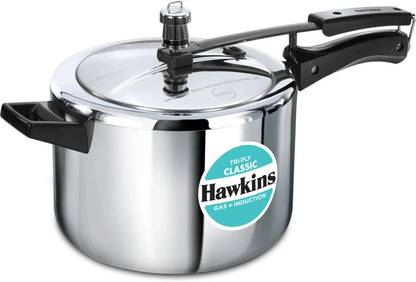 Hawkins Classic Triply Stainless Steel Pressure Cooker (SSTCL50) 5 L Inner Lid Induction Bottom Pressure Cooker