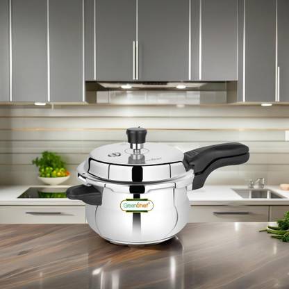 Greenchef Classic Curve Induction Bottom Handi Shaped (Heavy Sandwich Bottom) 3 L Outer Lid Pressure Cooker