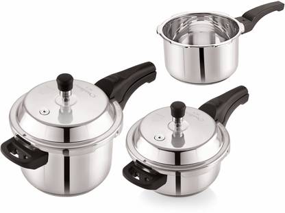 NEELAM Ultra Pressure Cooker Combo Set -2 Litres, 3 Litres & 5 Litres, Outer Lid 5 L Outer Lid Induction Bottom Pressure Cooker