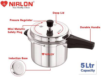 NIRLON Induction Base Aluminum Outer Lid Pressure Cooker 5L and Induction Gift Set 5 L Outer Lid Induction Bottom Pressure Cooker