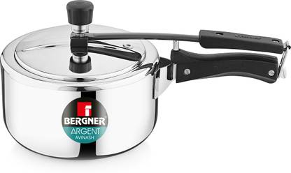 BERGNER Argent Triply Stainless Steel Inner Lid Pressure Cooker, Rivetless Technology, 1.5 L Inner Lid Induction Bottom Pressure Cooker