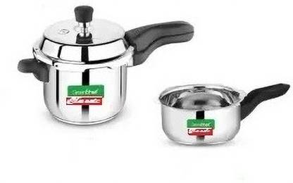 Greenchef Green Chef Classic SS Pressure Cooker 2L, 3L (2 IN 1 COMBO) , 3 L, 2 L Outer Lid Induction Bottom Pressure Cooker