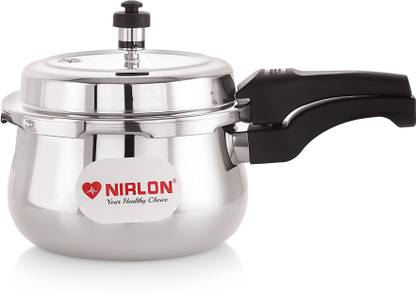 NIRLON Induction & Gas Stove Compatible Outer Lid Belly Triply Pressure Cooker, 2Ltr 2 L Outer Lid Induction Bottom Pressure Cooker