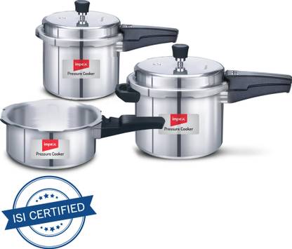 IMPEX Induction Base Pressure Cooker Combo 2 L, 3 L, 5 L Outer Lid Induction Bottom Pressure Cooker