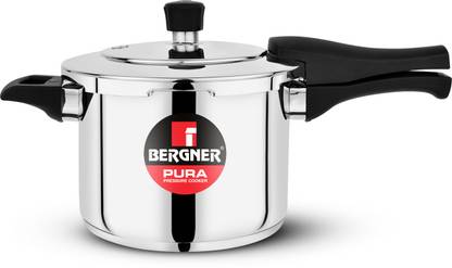BERGNER Pura Triply Bottom Outer Lid 5 L Outer Lid Induction Bottom Pressure Cooker