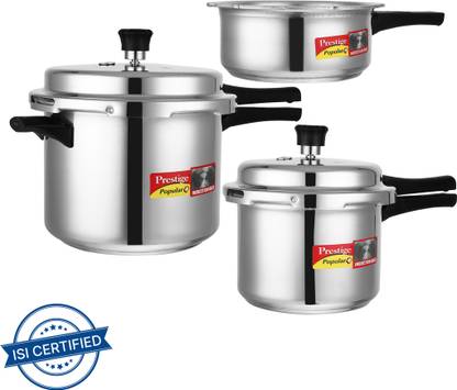 Prestige Popular Plus 2 L, 3 L, 5 L Outer Lid Induction Bottom Pressure Cooker