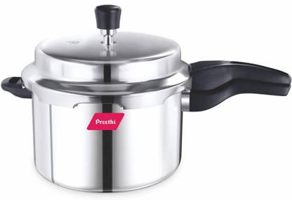 Preethi Induction Base Stainless Steel Outer Lid Pressure Cooker, 5 Litres, Silver 5 L Outer Lid Induction Bottom Pressure Cooker