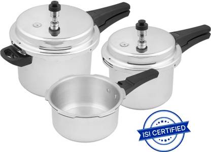 Kreme Special Premium Combo 2 L, 3 L, 5 L Outer Lid Induction Bottom Pressure Cooker