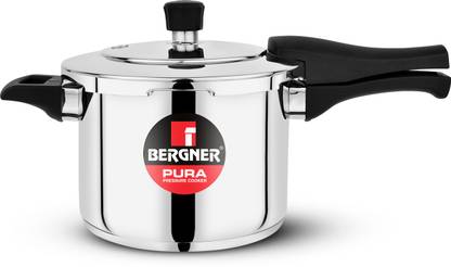 BERGNER Pura Triply Bottom Outer Lid 3.5 L Outer Lid Induction Bottom Pressure Cooker