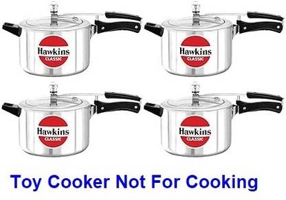 Hawkins Toy Cooker Stainless Steel Miniature Model Gift Toy for Kids (4 pcs) 0 L Inner Lid Pressure Cooker
