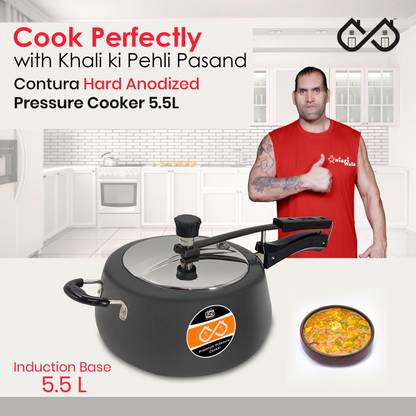Sigri-wala Apple Arc Hard Anodised Pressure Cooker 5.5 L Inner Lid Induction Bottom Pressure Cooker
