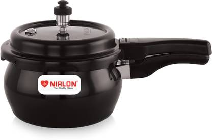 NIRLON induction Base Hard Anodized Aluminium Outer Lid Handi Pressure Cooker 3 L Outer Lid Induction Bottom Pressure Cooker