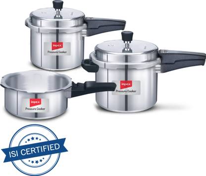 IMPEX Induction Base Pressure Cooker Combo 2 L, 3 L, 5 L Outer Lid Induction Bottom Pressure Cooker