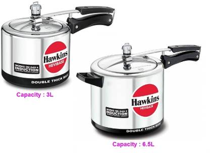 Hawkins Induction Heavibase Aluminum Pressure Cooker 3L(IH30),6.5L(IH65), 3 L, 6.5 L Inner Lid Induction Bottom Pressure Cooker