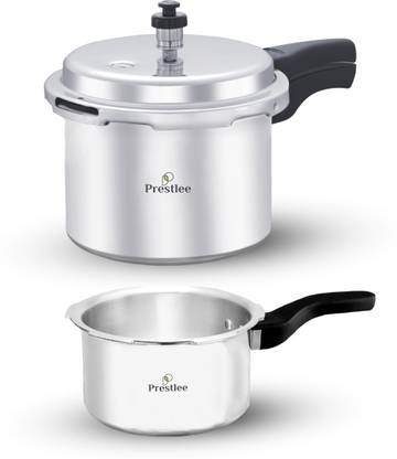Prestlee Non Induction Base Aluminium 2 Ltr + 3 Ltr Pressure Cooker Combo 2 L, 3 L Outer Lid Pressure Cooker & Pressure Pan