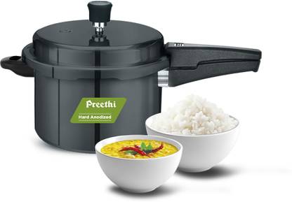 Preethi Preethi 5L Hard Anodised Pressure Cooker with Spill Splash Shield (PC 033) 5 L Outer Lid Induction Bottom Pressure Cooker
