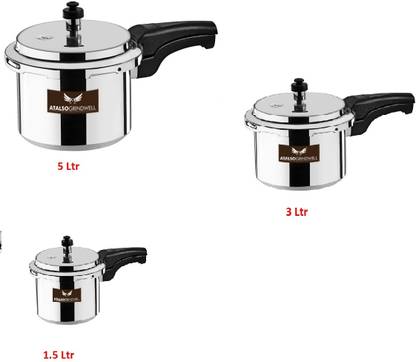 Atalso 1.5 LTR,3 Ltr,5 Ltr REGULAR OUTER LID STAINLESS STEEL TRY PLY COOKER COMBO 1.5 L, 3 L, 5 L Outer Lid Induction Bottom Pressure Cooker