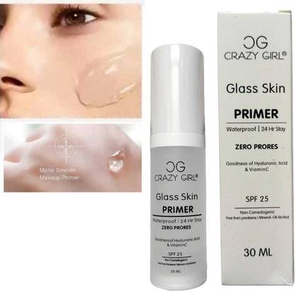 Crazy girl Professional Silicon Gel Glass Skin Base Zero Pore Face Primer For Makeup Primer  - 30 ml