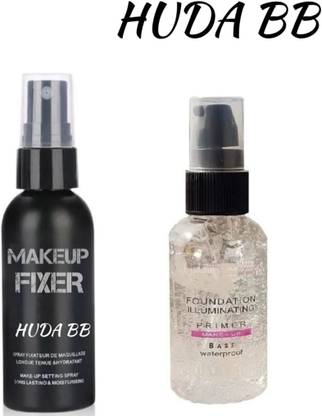 huda.bb MAKEUP BASE GEL PRIMER WITH MAKEUP SETTING SPRAY FIXER COMBO Primer - 150 ml Primer  - 150 ml